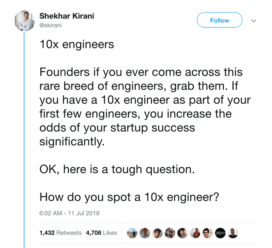 10x Engineer Tweet